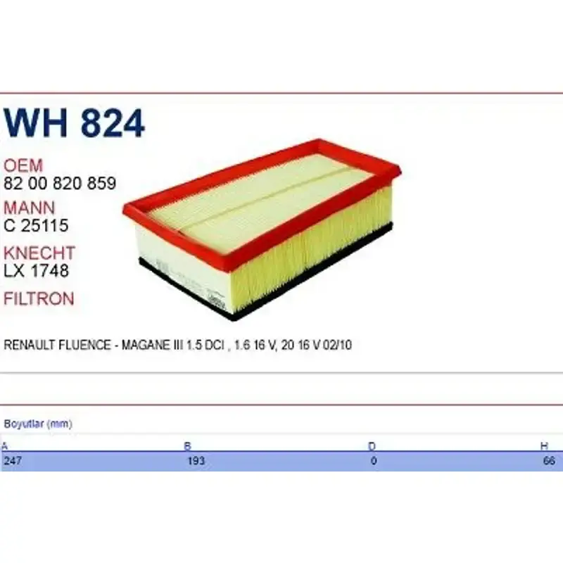 WUND-WH 824 Filtru aer | Noutate în ofertă
