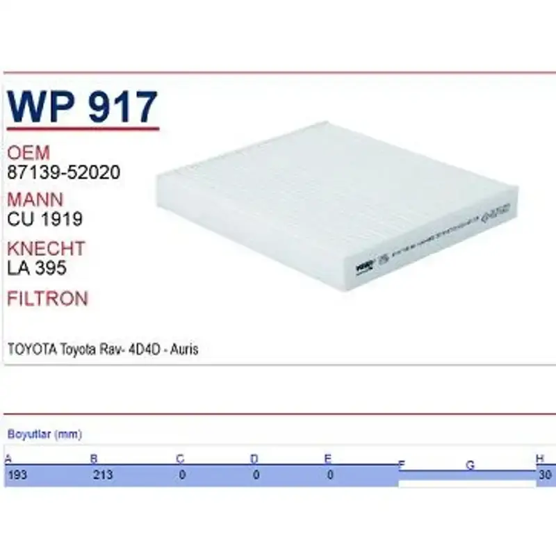 Reducere specială | WUND-WP 917 Filtru, aer habitaclu