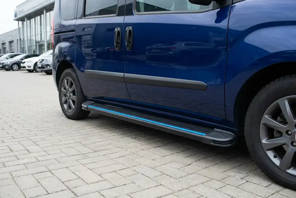 Reducere | Fiat Doblo II 2010-2022 Praguri Laterale Maya Blue (2 buc, Aluminiu)