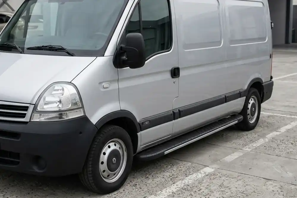 Economisește | Renault Master 1998-2010 Praguri laterale Bosphorus Grey (2 buc, aluminiu) Ampatament Lung