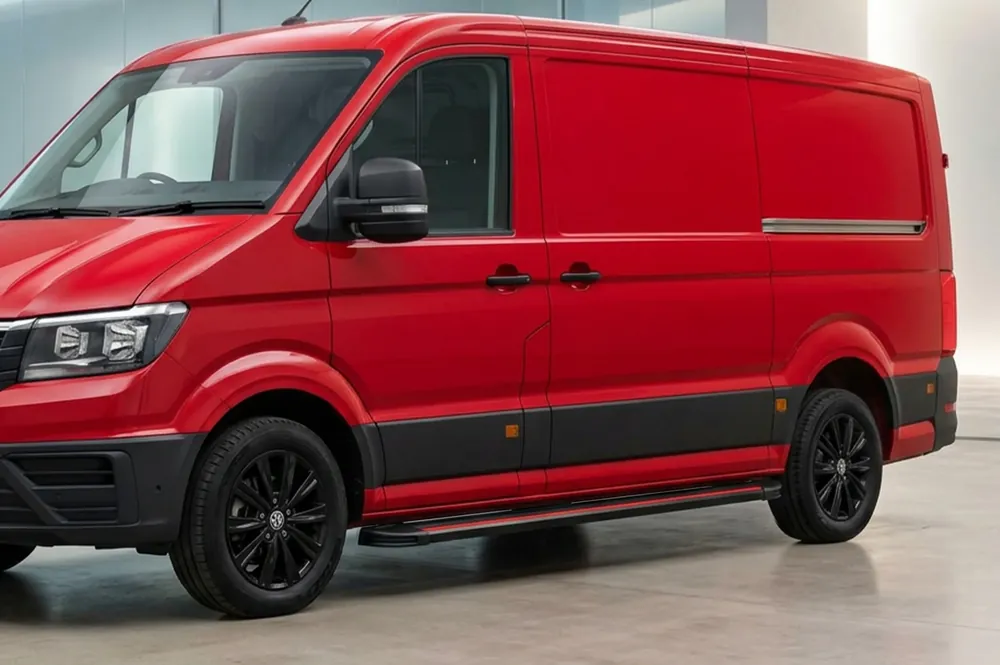 Favoritul clienților | Volkswagen Crafter 2016- Praguri Laterale Maya Red (2 buc, Aluminiu) Long/ExtraLong