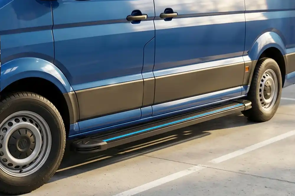 Volkswagen Crafter 2016- Praguri Laterale Maya Blue (2 buc, Aluminiu) Ampatament Mediu | Comandă simplu