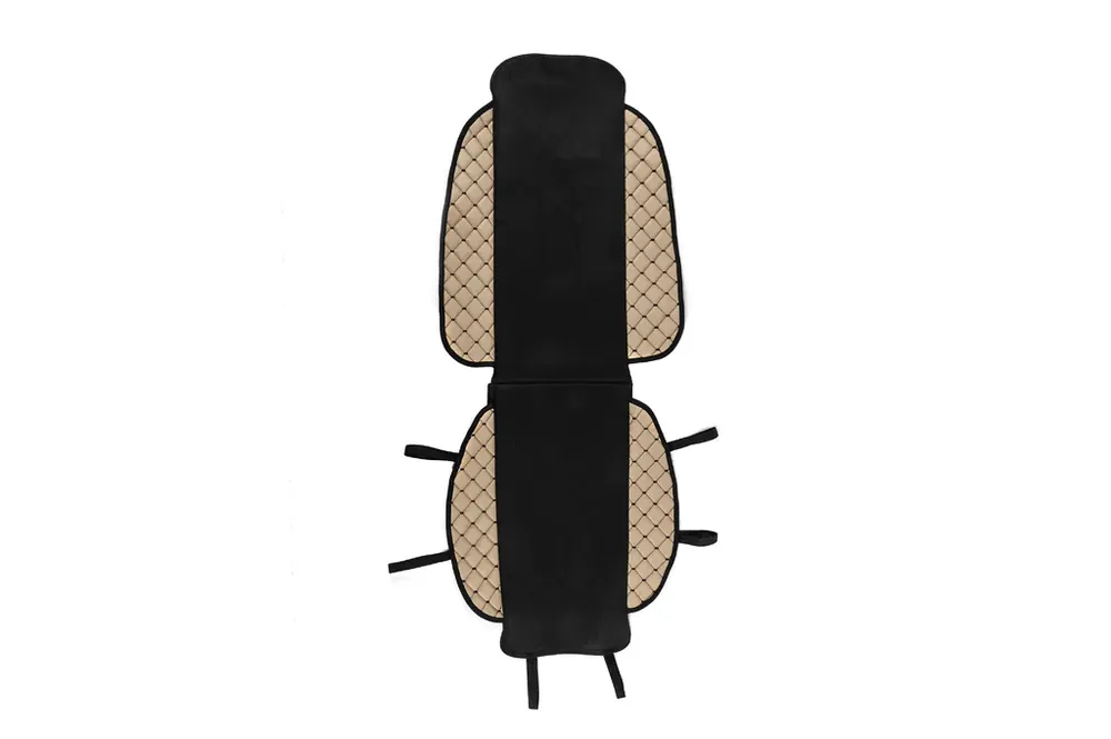 Profită acum | Husa de scaun ECO si material textil (1 buc, Bej cu cusatura neagra + material)